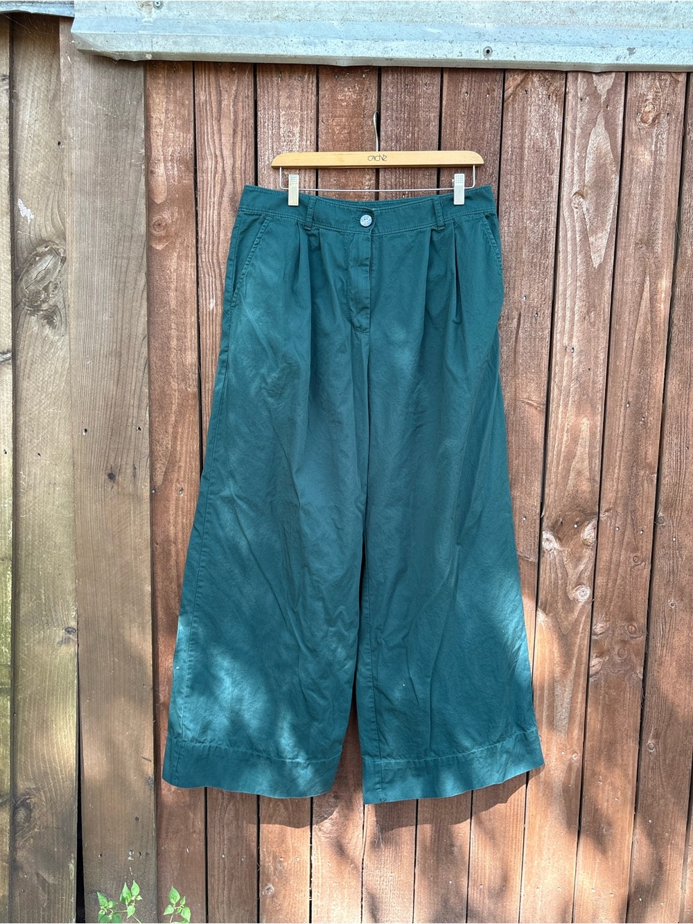 Loft Dark Green Wide Leg Trousers